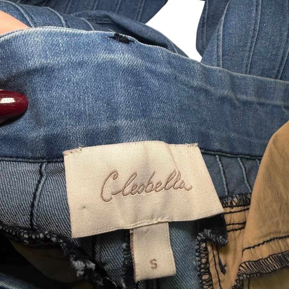 Cleobella Lachlan Pintuck Wide Leg Jeans Blue Denim Belted Size Small